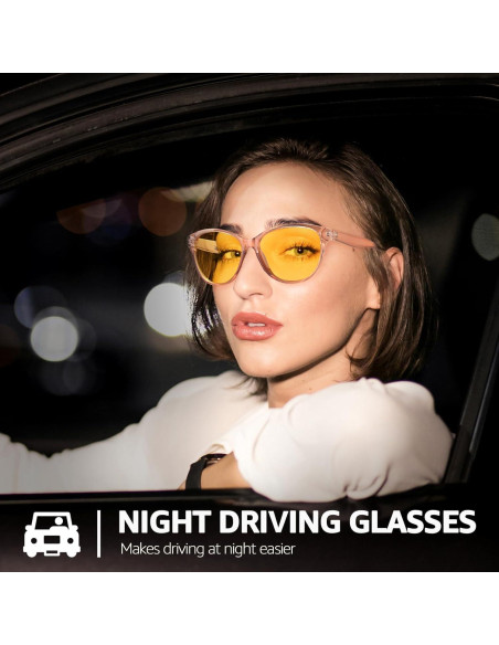 Gafas de Conducción Nocturna SIPHEW Mujeres Lente Amarillo UV400