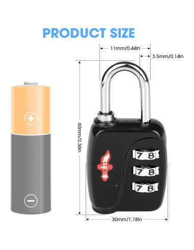 Candados de Combinación TSA iGuruTr 2-Pack Negro 142g