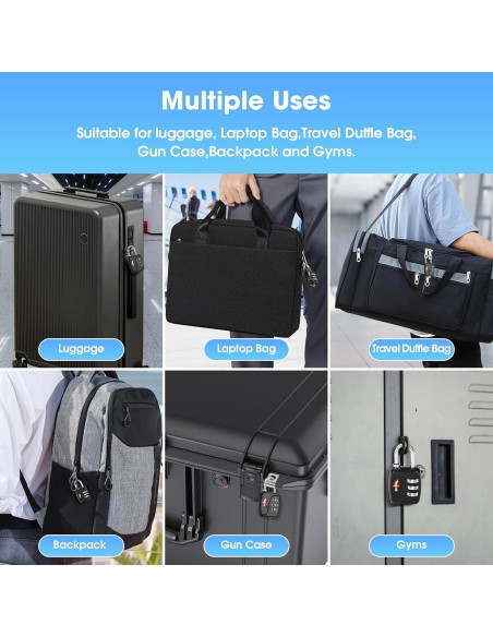 Candados de Combinación TSA iGuruTr 2-Pack Negro 142g Candados de Combinación TSA iGuruTr 2-Pack Negro 142g