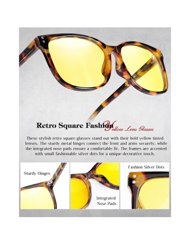 Gafas de visión nocturna LVIOE unisex con lentes amarillos