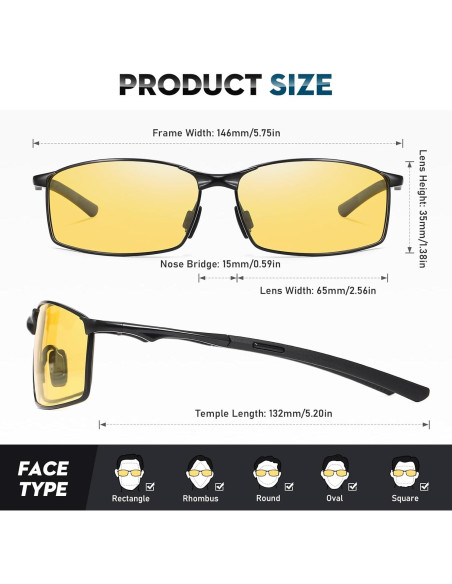 Gafas de sol polarizadas Bircen para hombres, marco metálico Gafas de sol polarizadas Bircen para hombres, marco metálico