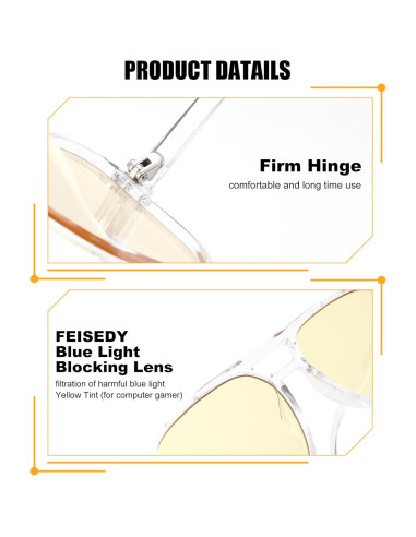 Gafas de Juego FEISEDY G2835 con Filtro de Luz Azul Unisex