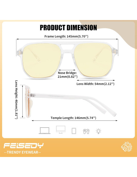 Gafas de Juego FEISEDY G2835 con Filtro de Luz Azul Unisex