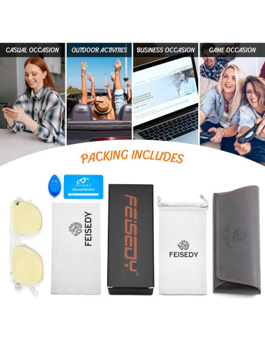 Gafas de Juego FEISEDY G2835 con Filtro de Luz Azul Unisex