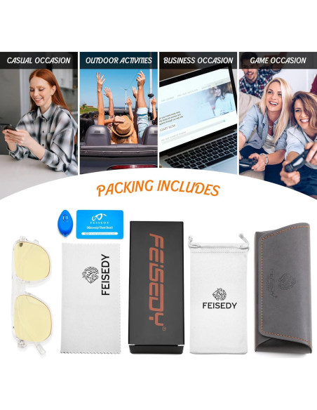 Gafas de Juego FEISEDY G2835 con Filtro de Luz Azul Unisex