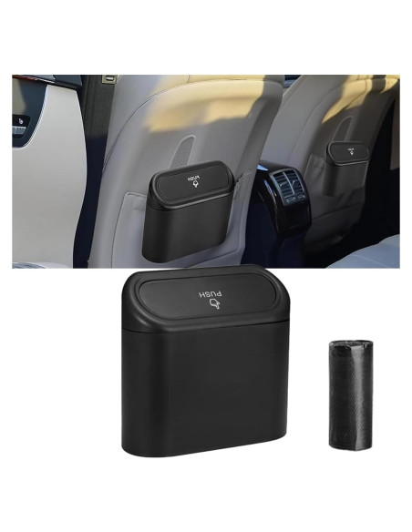 Mini Basurero de Coche GLSOWEE Negro a Prueba de Agua 15.8x6.5cm