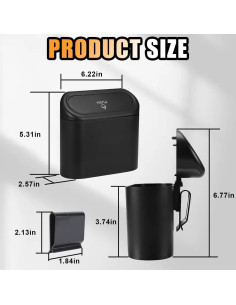 Mini Basurero de Coche GLSOWEE Negro a Prueba de Agua 15.8x6.5cm 2