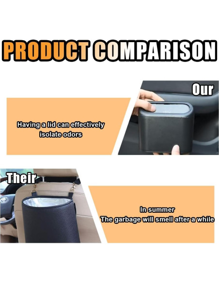 Mini Basurero de Coche GLSOWEE Negro a Prueba de Agua 15.8x6.5cm