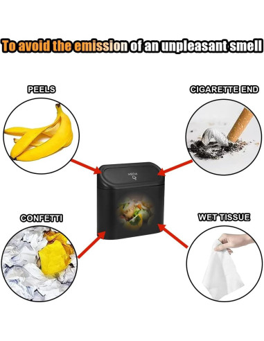 Mini Basurero de Coche GLSOWEE Negro a Prueba de Agua 15.8x6.5cm