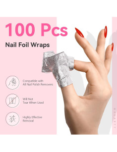 Removedor de Esmalte de Uñas Makartt - 100 Envolturas de Aluminio 2