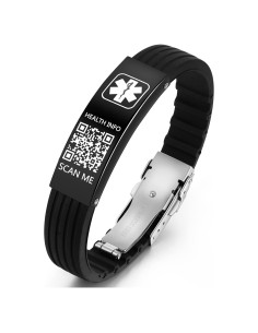 Pulsera Médica de Silicona TheLuckyTag con Código QR 24cm