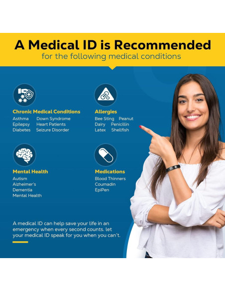 Pulsera Médica de Silicona TheLuckyTag con Código QR 24cm