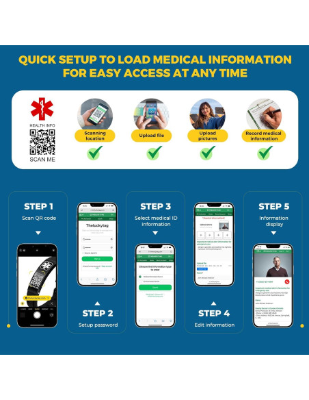 Pulsera Médica de Silicona TheLuckyTag con Código QR 24cm