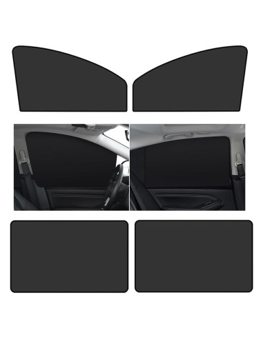 4 Protectores Solares para Ventanas de Auto Yumfugu Negro