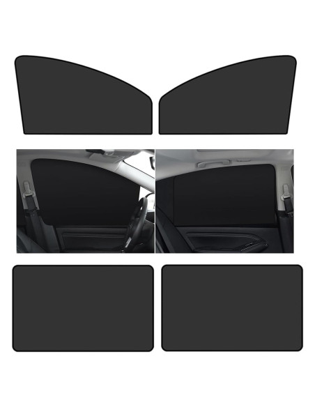 4 Protectores Solares para Ventanas de Auto Yumfugu Negro