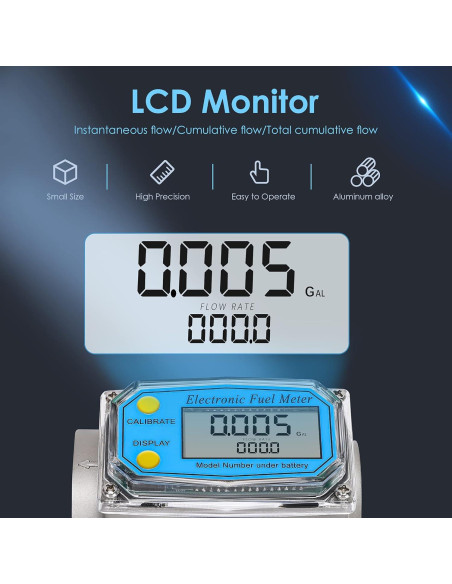 Medidor de Flujo Digital CGOLDENWALL 1" y 3/4" 2.5-26 GPM