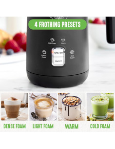 Espumador de Leche Eléctrico GreenLife 295ml 4-en-1 Negro 2