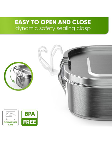 Caja de Almuerzo de Acero Inoxidable Blockhütte 800ml 3 Compartimentos