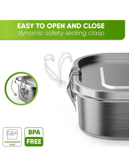 Caja de Almuerzo de Acero Inoxidable Blockhütte 800ml 3 Compartimentos