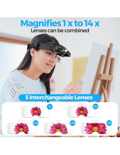 Lentes de Aumento COYLAPY con Luz LED 1x-14x para Trabajo Cercano 2