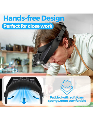 Lentes de Aumento COYLAPY con Luz LED 1x-14x para Trabajo Cercano