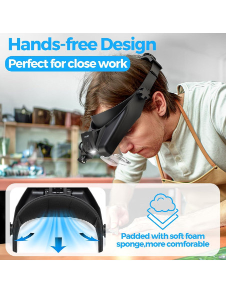 Lentes de Aumento COYLAPY con Luz LED 1x-14x para Trabajo Cercano