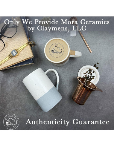 Taza de Té Cerámica Mora con Infusor y Tapa 355 ml Yeso