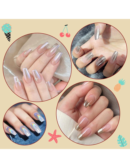 Kit de Polvo de Uñas Artdone 16 Tarros Efecto Espejo Holográfico