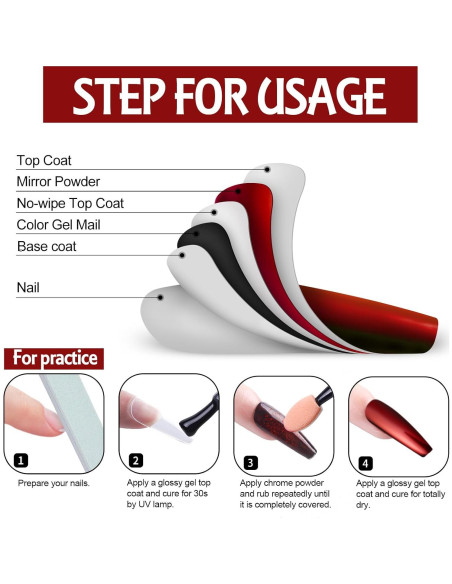 Kit de Polvo de Uñas Artdone 16 Tarros Efecto Espejo Holográfico