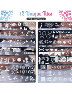 Kit de Estampado de Uñas Tesorrio - 12 Placas de Acero Inoxidable 2