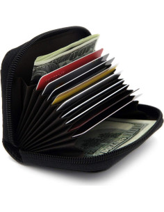 Funda de Tarjeta de Crédito ZHOMA Cuero Genuino Negro RFID 2