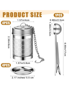 Infusores de Té Suelto Umigy 4 Pcs Acero Inoxidable 304 2