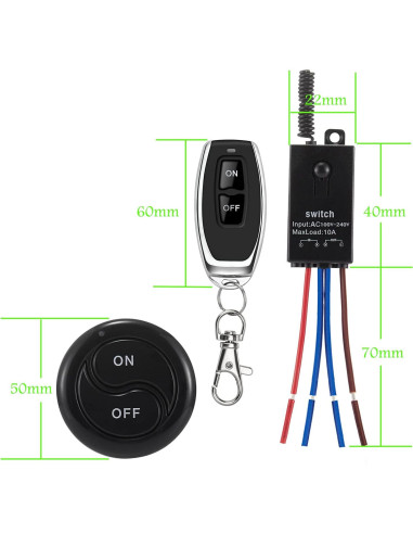 Interruptor remoto inalámbrico dstfuy 110V-240V 10A 100m