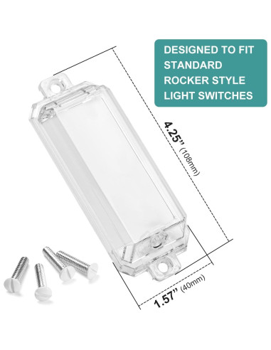 Protector de Interruptor de Luz CLYMENE Estilo Rocker Transparente 2 Pz