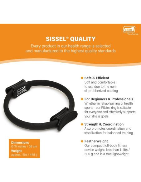 Círculo de Pilates Sissel 38cm con Póster de Ejercicio