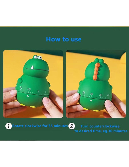 Temporizador de Cocina Mecánico RBRSLALA Dinosaurio Verde