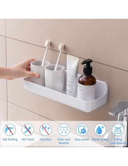 Caddy de Ducha Adhesivo ANRUI 2 Estantes 31.75x4.57cm Blanco