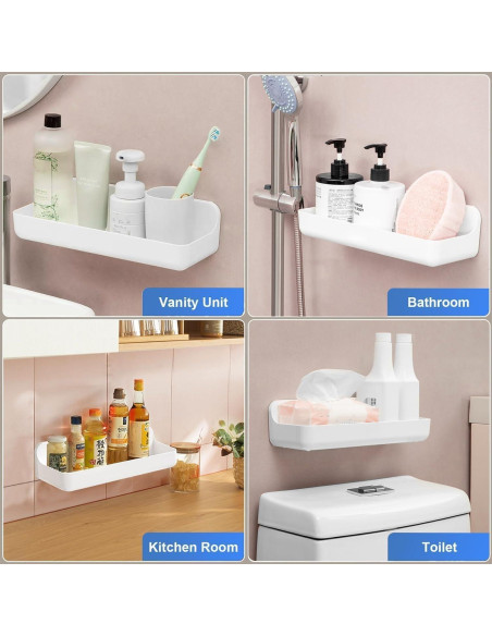 Caddy de Ducha Adhesivo ANRUI 2 Estantes 31.75x4.57cm Blanco