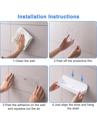 Caddy de Ducha Adhesivo ANRUI 2 Estantes 31.75x4.57cm Blanco