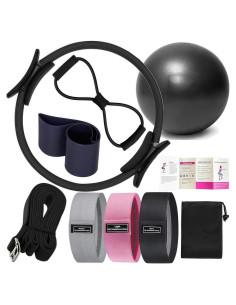Kit de Pilates TUONU 8 Pcs Anillo Mágico y Bandas de Resistencia