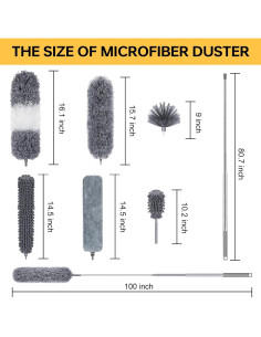 Plumeros de Microfibra Manduoye 7Pcs con Polo Extensible 254cm 2