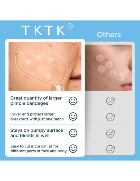 Parche Hidrocoloide XL TKTK para Acné - 124 Parches 60x30mm Parche Hidrocoloide XL TKTK para Acné - 124 Parches 60x30mm
