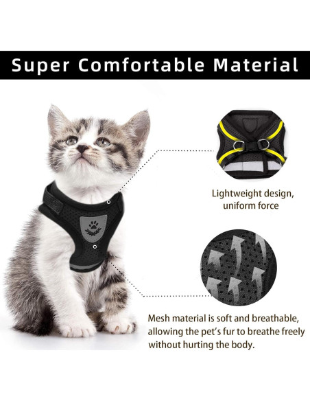Arnés Chaleco Ajustable para Gato y Perro NCMAMA Negro XS