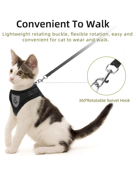 Arnés Chaleco Ajustable para Gato y Perro NCMAMA Negro XS