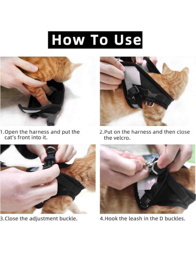 Arnés Chaleco Ajustable para Gato y Perro NCMAMA Negro XS