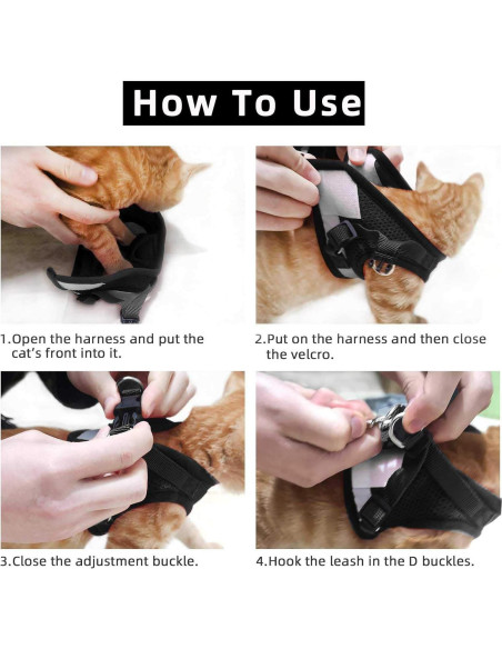 Arnés Chaleco Ajustable para Gato y Perro NCMAMA Negro XS