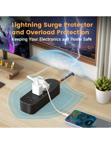 Regleta de Enchufes Impermeable CAKINKON 3 Salidas 1625W