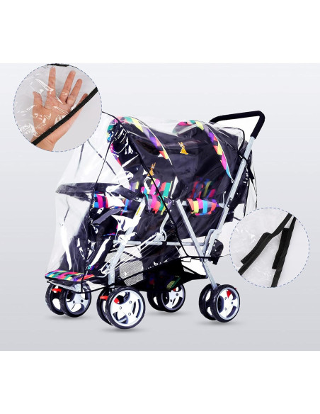 Cubierta de Lluvia ITODA para Cochecito de Bebé Doble Impermeable