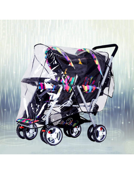 Cubierta de Lluvia ITODA para Cochecito de Bebé Doble Impermeable