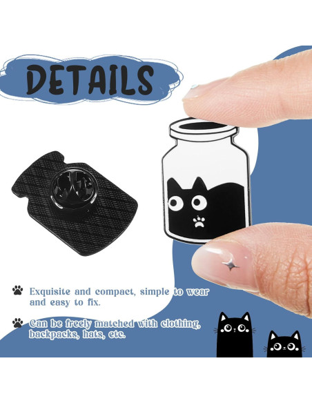 16 Pines de Esmalte Gato Negro Juexica - Accesorios Kawaii